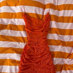 Orange Garage Cowl Neck Dress